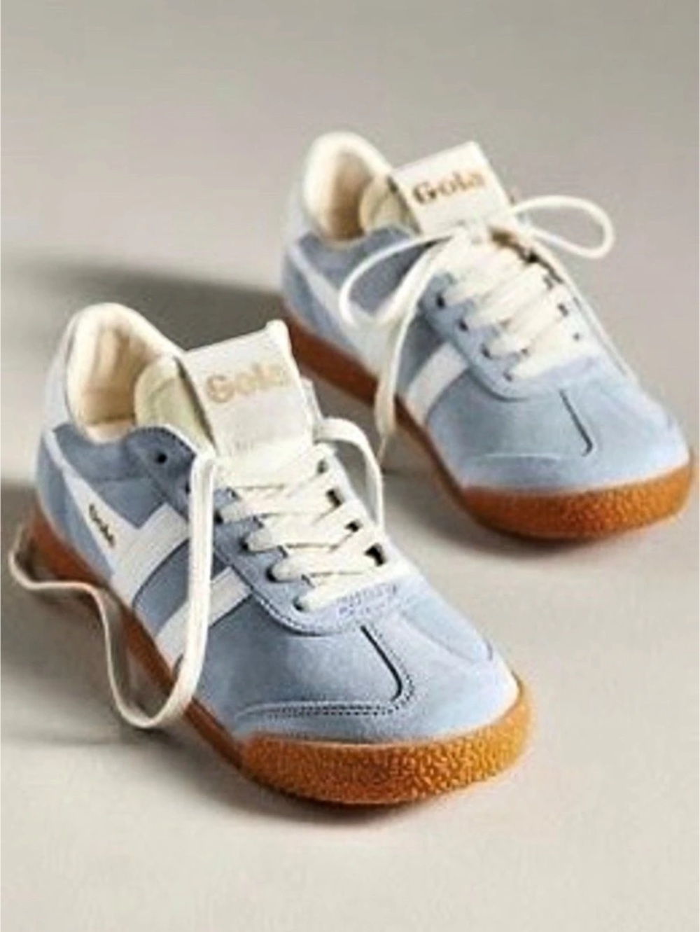 Gola Elan Suede Sneakers Air White Light Blue Size 8-like NEW - Picture 3 of 5